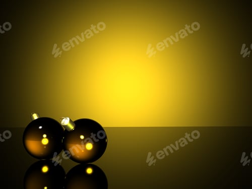 Vista previa: Christmas Balls On A Table Top With Yellow Lighting