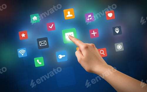 Preview: Female Hand Touching Colorful Applications