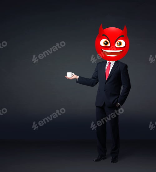 Preview: Funny Businessman Wears Devil Smiley Face