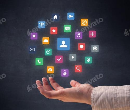 Preview: Colorful Applications Hovering Over Young Hand