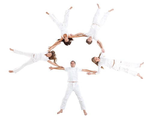 Preview: People Lying On The Floor Making A Circle And Wearing White Clothes ? Isolated