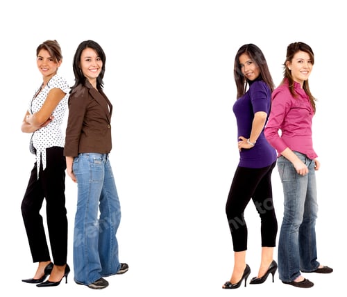 Preview: Happy Female Friends Smiling Isolated Over A White Background