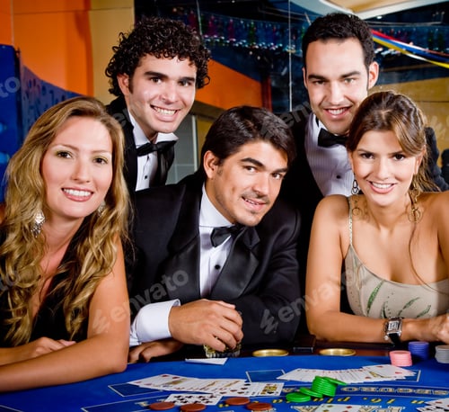 Preview: Group Of People Smiling Playing Roulette At The Casino