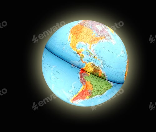 Preview: Shinning Blue Earth Globe On A Black Background