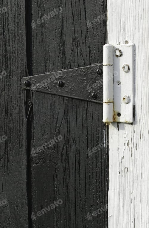 Preview: Hinge On Wooden Door Of Farm Outbuilding
