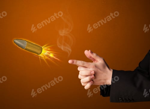 Preview: Gun Shaped Male Hand With Bullet Coming Out Of It