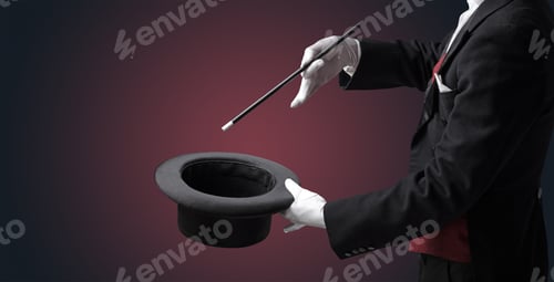 Preview: Illusionist White Hand Wants To Conjure With Magic Wand From A Black Cylinder Something