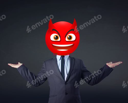 Preview: Funny Businessman Wears Devil Smiley Face