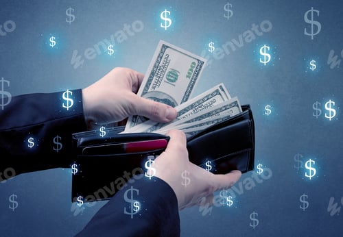 Preview: Hand Takes Out Dollar Money From A Wallet With Dollar Symbol Wallpaper