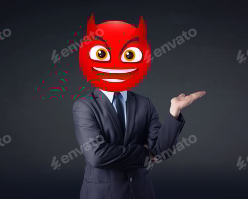 Preview: Funny Businessman Wears Devil Smiley Face