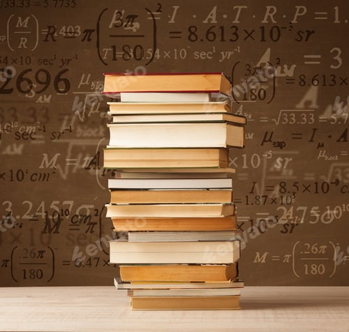 Preview: Books On Vintage Background With Math Formulas Flying Out