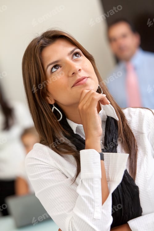 Preview: Beautiful Pensive Business Woman At The Office