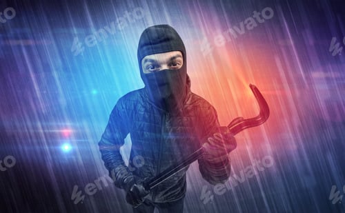 Preview: Burglar In Action With Colorful Concept.