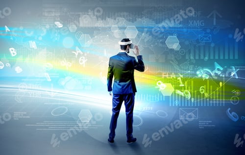 Preview: Businessman Checking 3D Reports And Datas With Vj Glasses