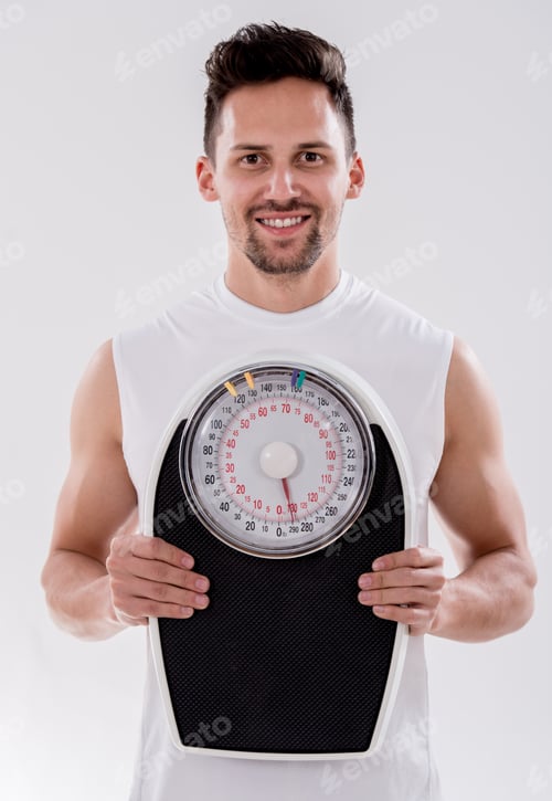 Preview: Portrait Of A Gym Man With Weight Scale