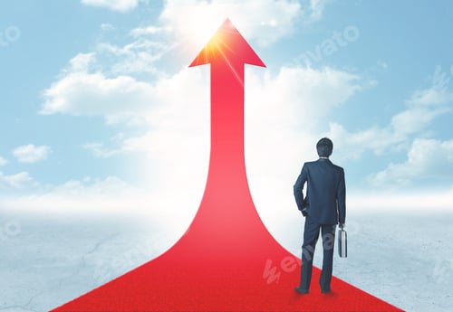Preview: Concept Of The Road To Success With A Businessman Standing On A Red Arrow