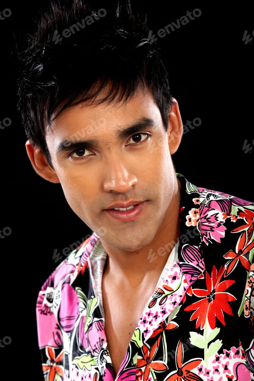 Preview: Casual Man Portrait Smiling - Isolated Over A Black Background