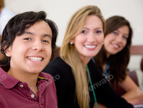 Preview: Group Of Students Standing In A Row At A Classroom