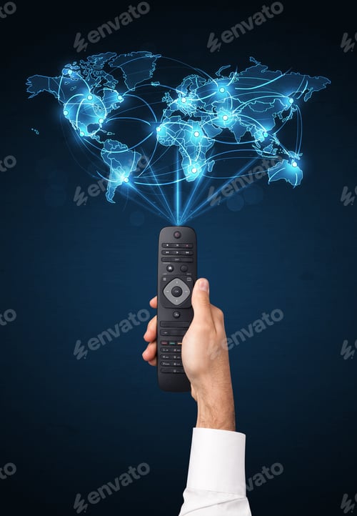 Preview: Glowing Social Network World Map Coming Out Of A Remote Control
