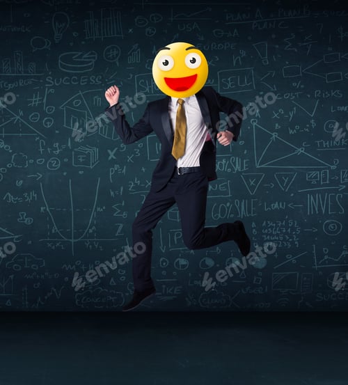 Preview: Funny Businessman Wears Yellow Smiley Face