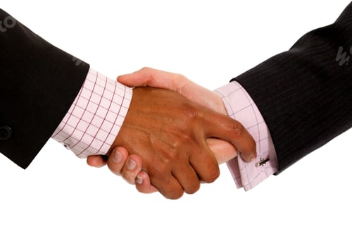 Preview: Diverse Business Men Shaking Hands Isolated Over A White Background
