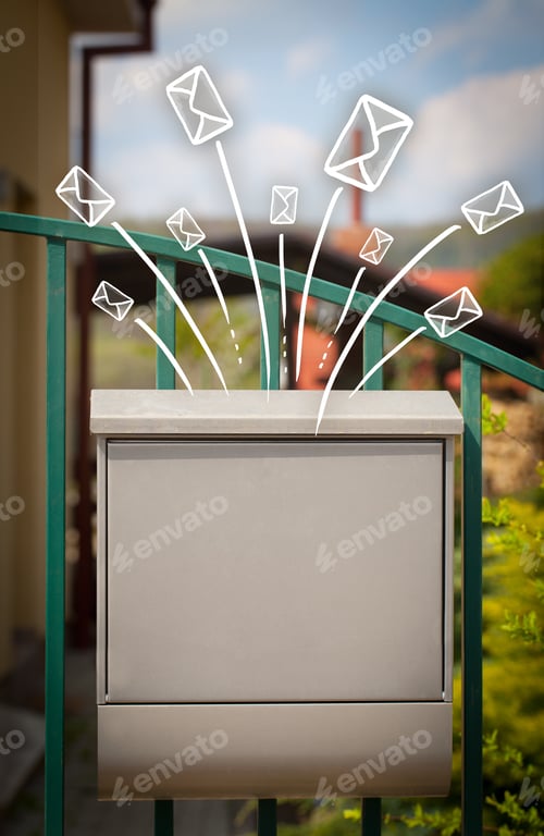 Preview: Hand Drawn Letters And Envelopes Comming Out Of A Mailbox