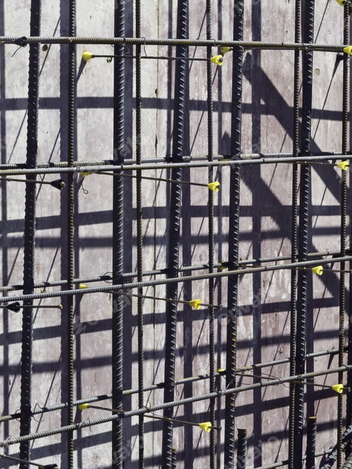 Preview: Construction Abstract With High Contrast: Grid Of Reinforcement Rods Ready For Pouring Of Concrete