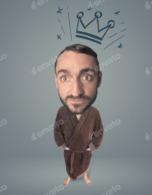Preview: Funny Guy With Big Head And Drawn Crown Over It