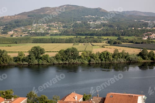 Preview: Village And River Minho Looking To Portugal, Tuy; Galicia; Spain