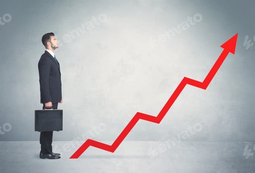 Preview: Business Person Climbing On Red Graph Arrow