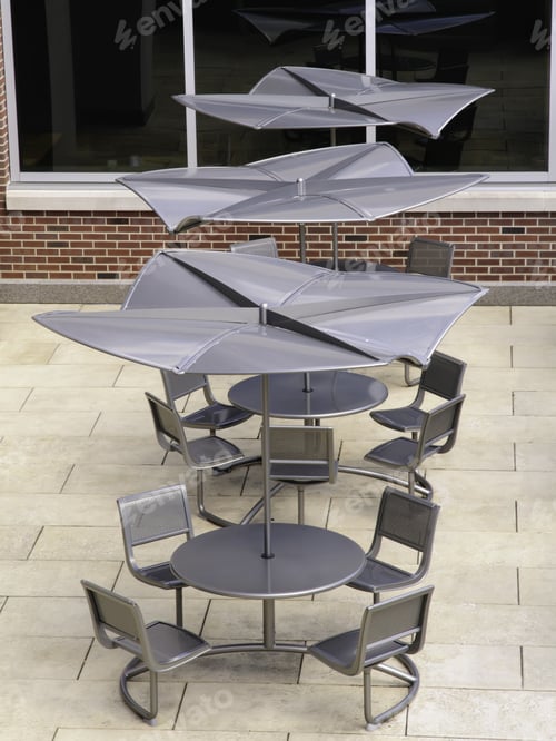 Preview: Cafe Tables And Chairs On Courtyard Of College Campus