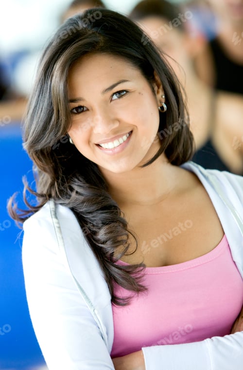 Preview: Beautiful Woman At The Gym Portrait Smiling At The Camera