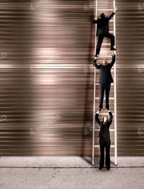 Preview: Three Business People Climbing The Corporate Ladder, Montage