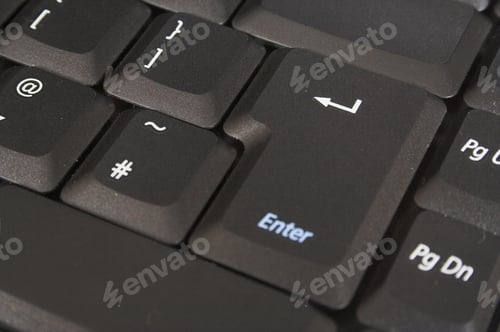 Preview: Black Enter Key Shallow Depth Of Field, Focus On Arrow On The Enter Key