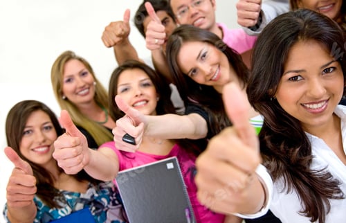 Preview: Group Of Students Smiling And Doing A Thumbs Up Sign
