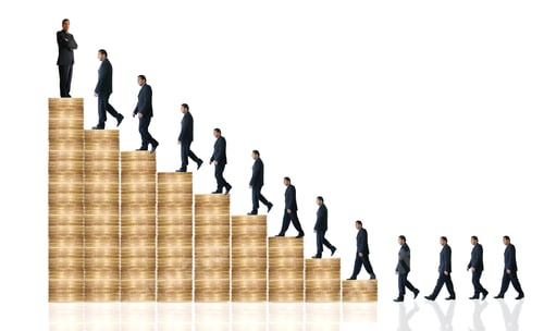 Preview: Business Man - Road To Financial Success Over A White Background With Reflections On The Floor