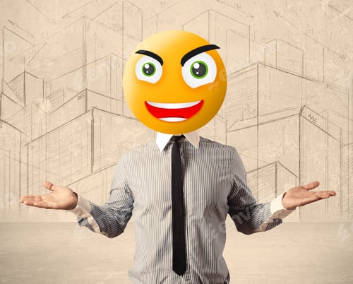 Preview: Funny Businessman With Yellow Smiley Face