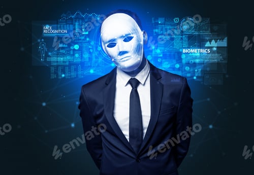 Visualização: Biometric Verification - Young Man Face Recognition Concept