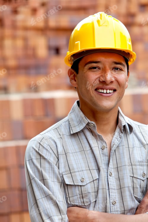 Preview: Construction Worker At A Building Site Smiling
