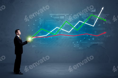 Preview: Caucasian Businessman Holding A Stock-Market, Business And Finance Sign Composition
