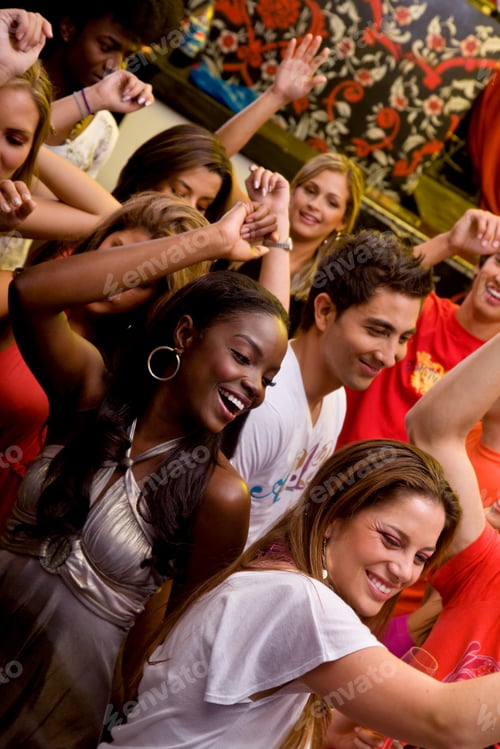 Preview: Portrait Of A Group Of Party People At A Disco
