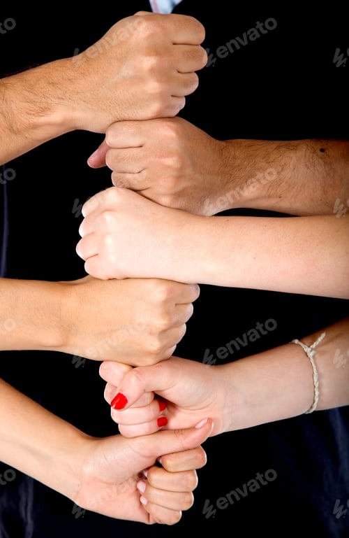 Preview: Hands Making A Tower Isolated Over A White Background