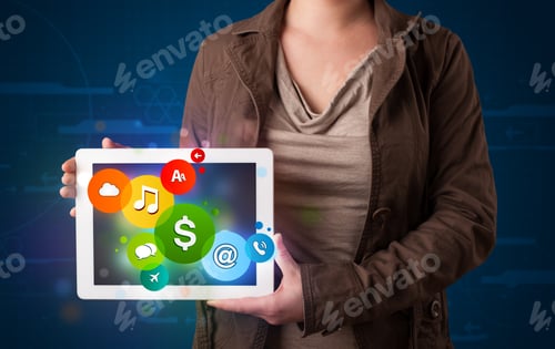 Preview: Young Lady Presenting Colorful Modern Signs