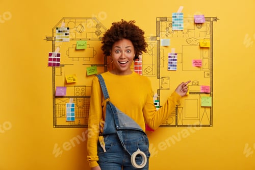 Preview: Skillful Curly Architect Demonstrates Her Successful Design Project, Improves House Of Client, Has