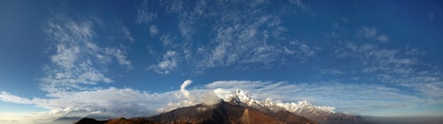 Preview: The Top Of The World. Amazing Scenery Of Blue Frosty Sky And Snow Capped Peaks Of The Himalayan