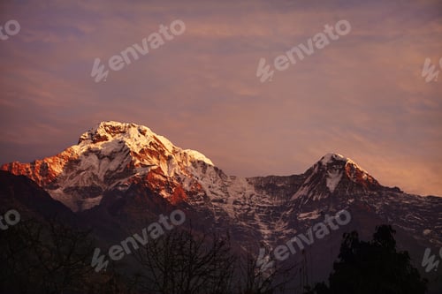 Preview: Spectacular Scenic View Of Amazing Morning Winter Sky With Pink, Orange And Blue Tints Over