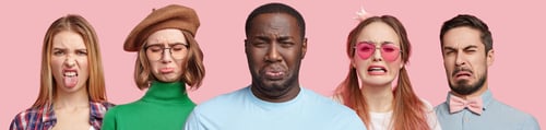 Preview: Collage Of Diverse Displeased People Have Disgusting Expressions, Frown And Scowl Faces, Feels