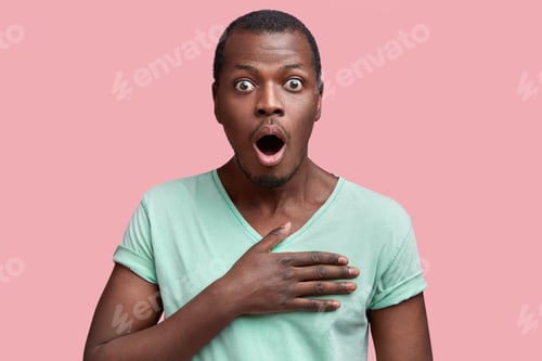 Preview: Omg, I Can`T Beleive My Eyes! Shocked Amazed Dark Skinned Young Male Stares At Camera With Eyes