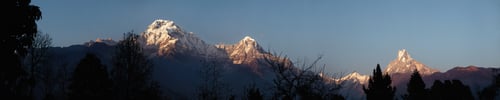 Preview: Panoramic Scene Of Grandeur Of The Ancient Himalayas On Sunny Day. Beautiful Scenic Shot Of White