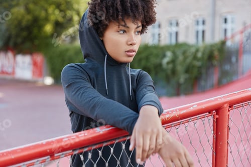Preview: Photo Of Thoughtful Active Female Teenager Or Hipster Dressed In Fashionable Hoodie Or Sweatshirt